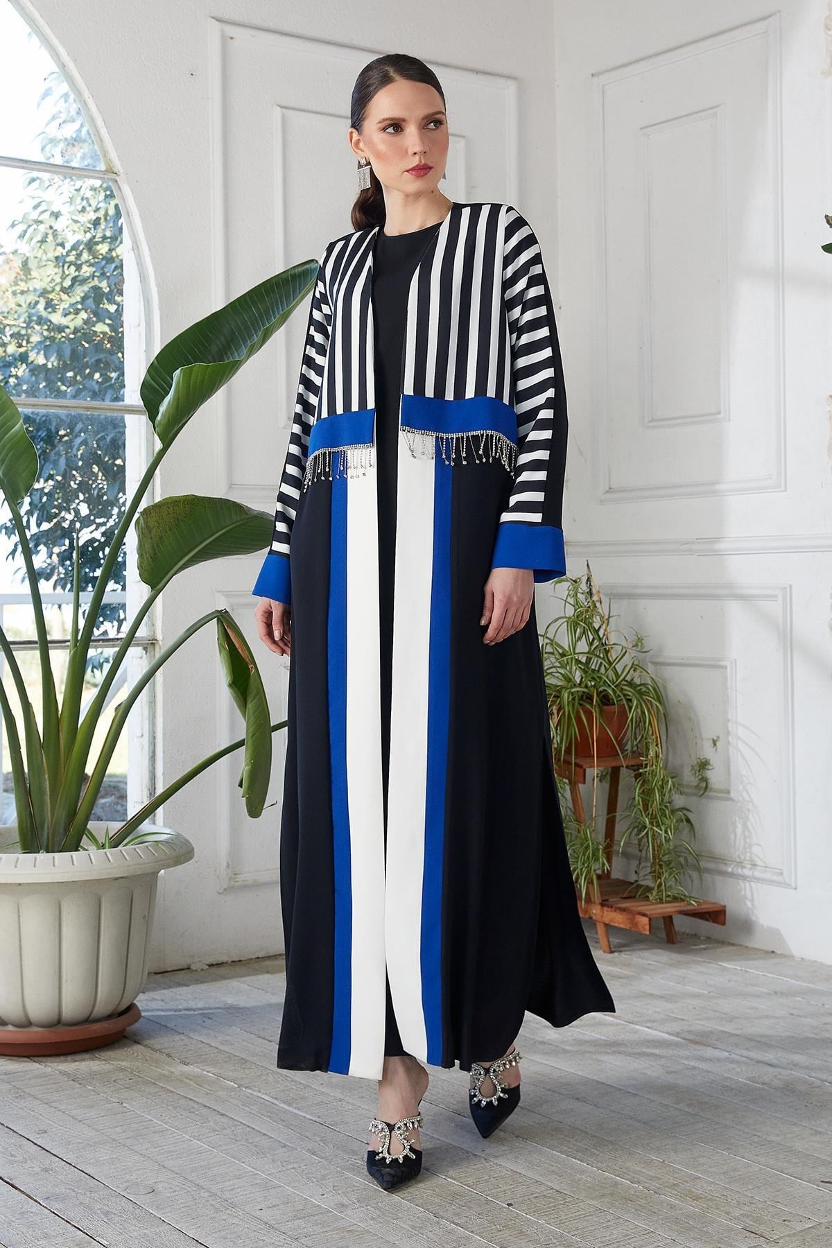 Dijital Baskılı Abaya siyah sax