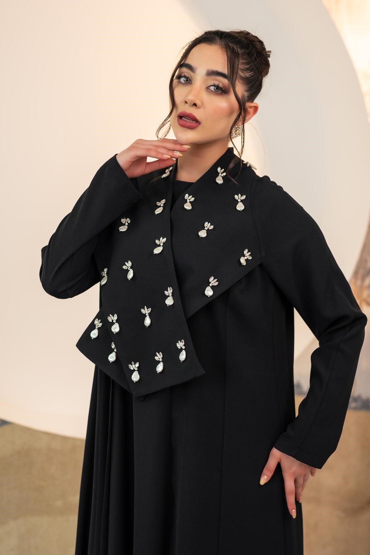 El İşi Abaya Elbise İkili Takım Siyah