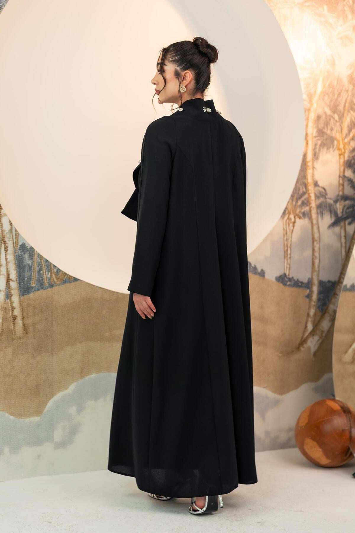 El İşi Abaya Elbise İkili Takım Siyah