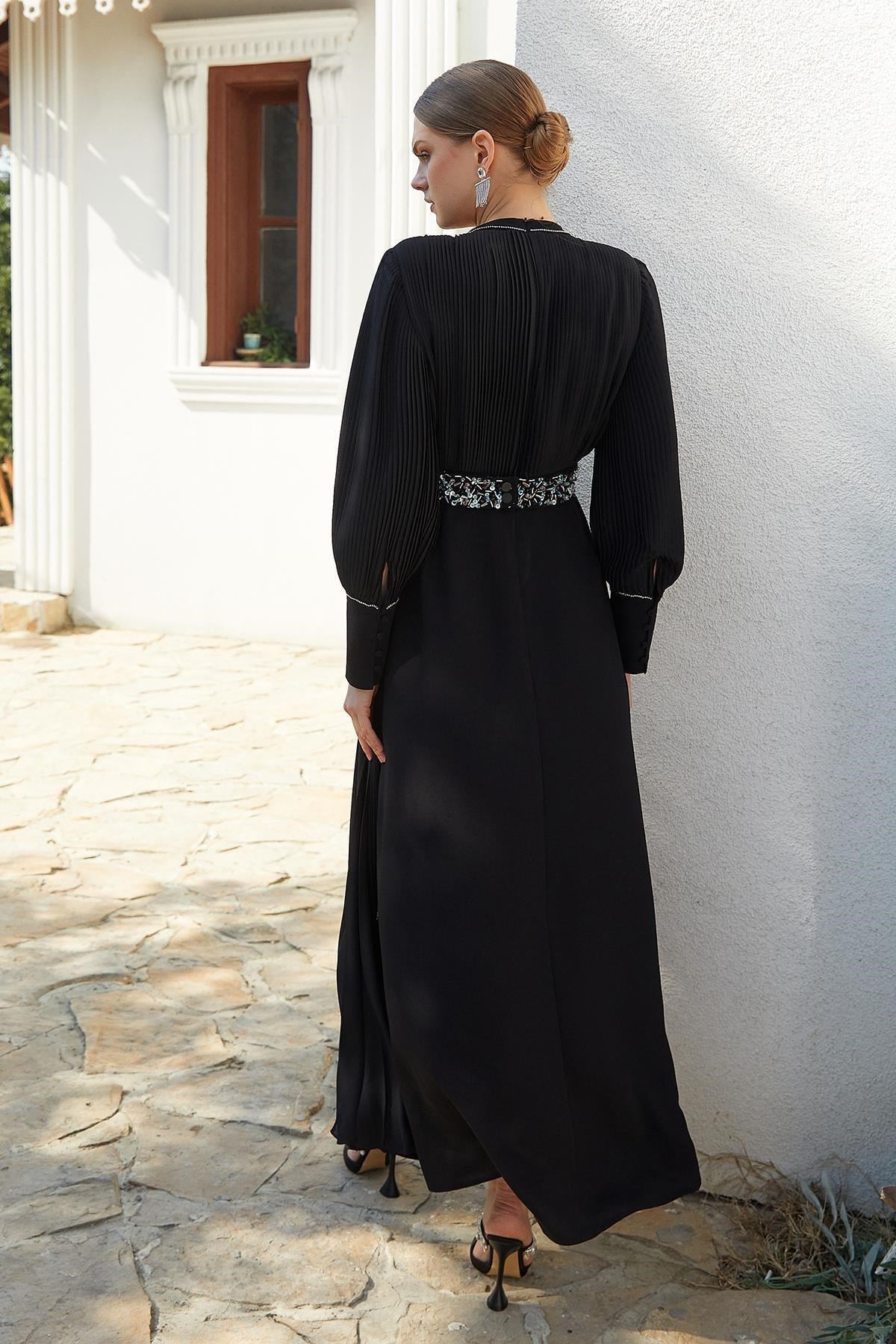 El İşlemeli Elbise Siyah