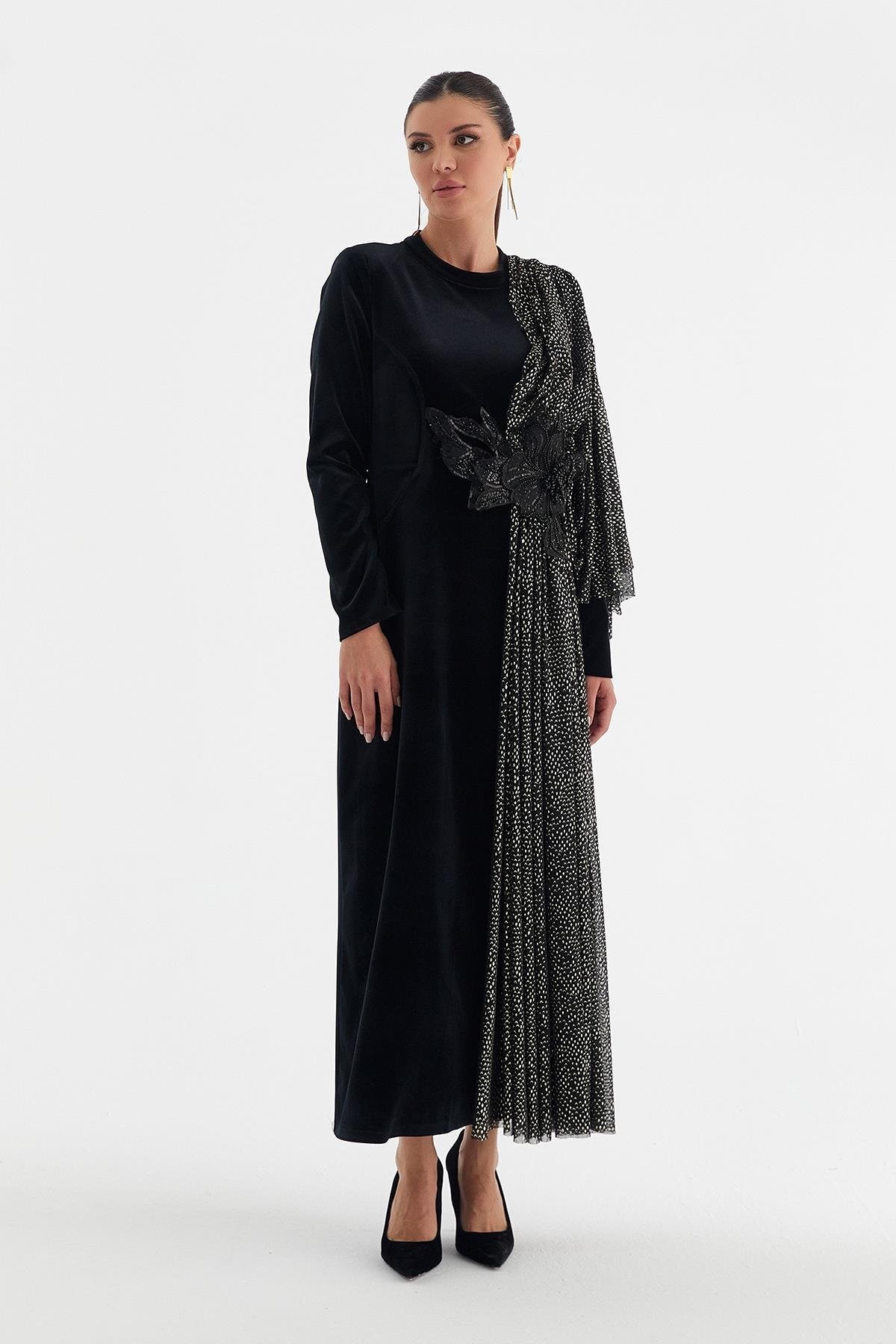 Kadife Elbise Siyah