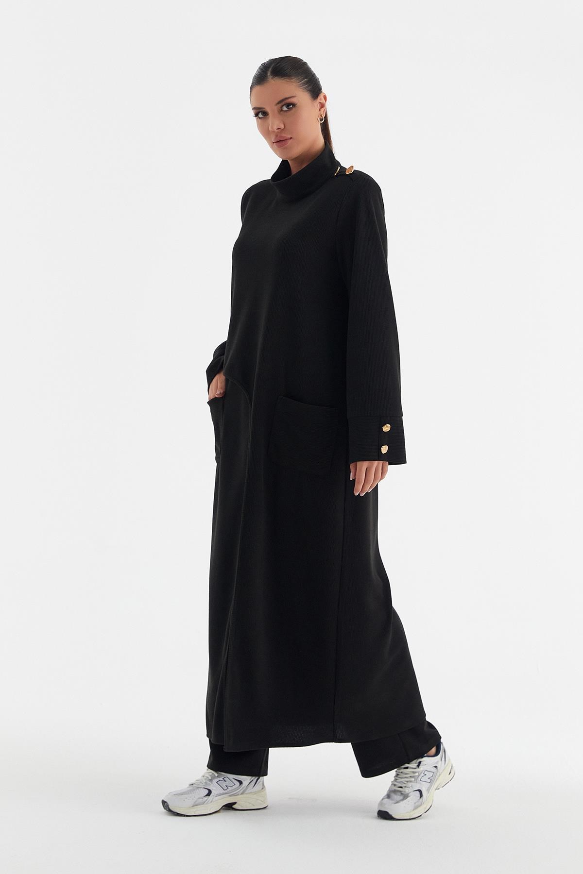 Kaşkorse Tunik Pantolon İkili Takım Siyah
