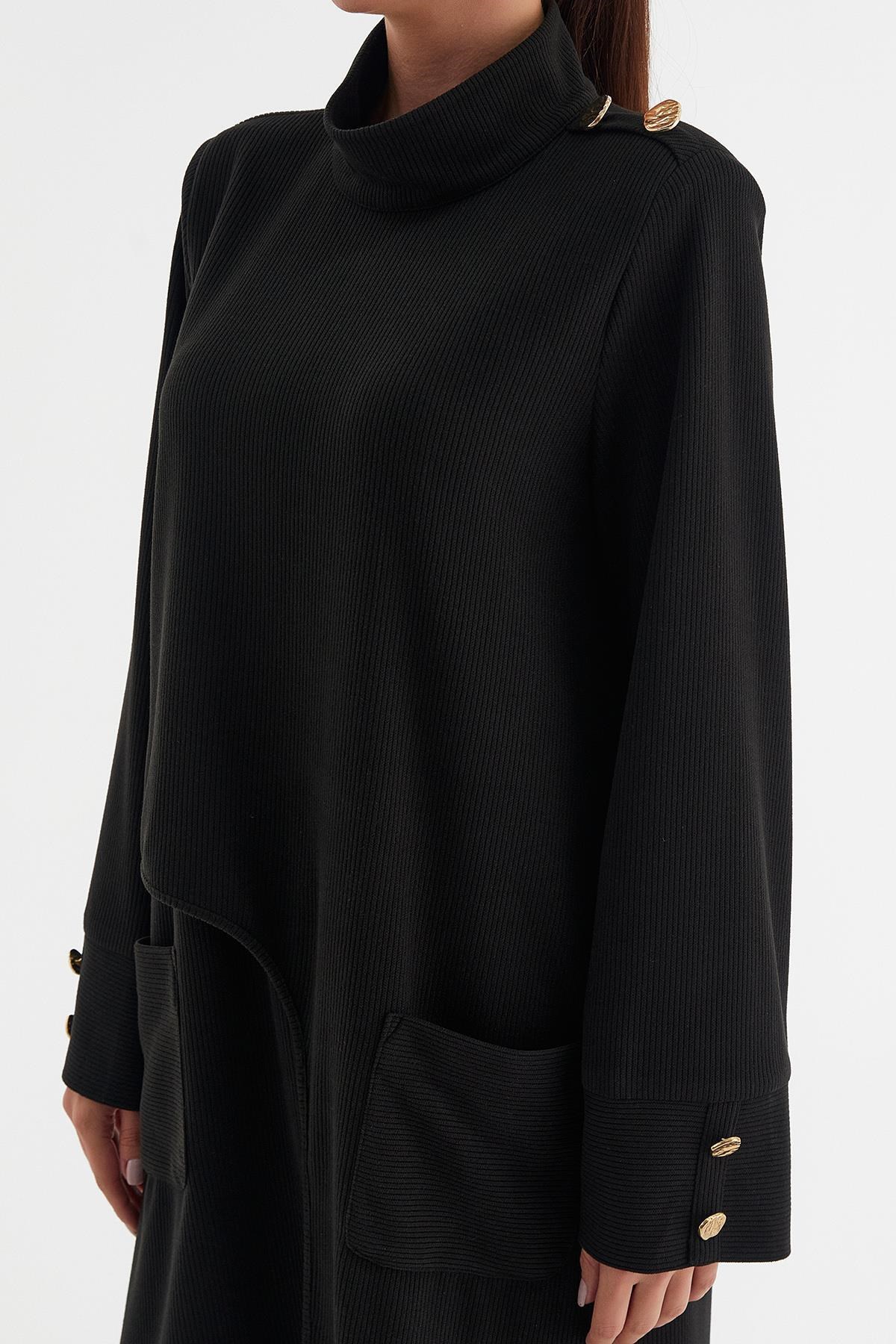 Kaşkorse Tunik Pantolon İkili Takım Siyah