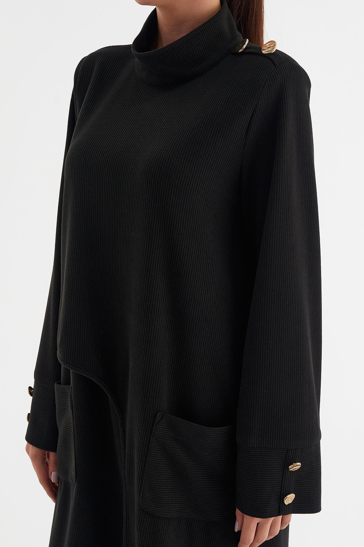 Kaşkorse Tunik Pantolon İkili Takım Siyah