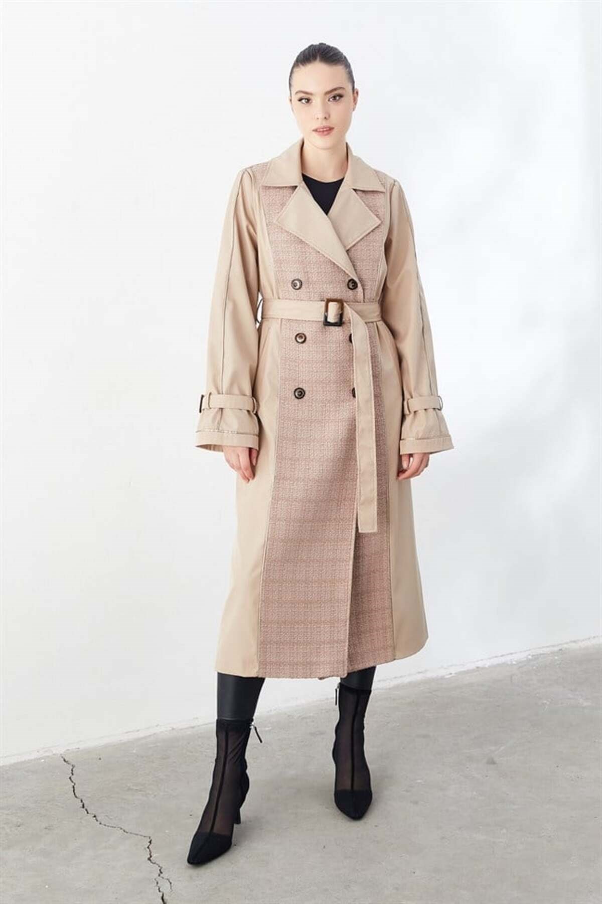 Kruvaze Yaka Trench Coat Vizon