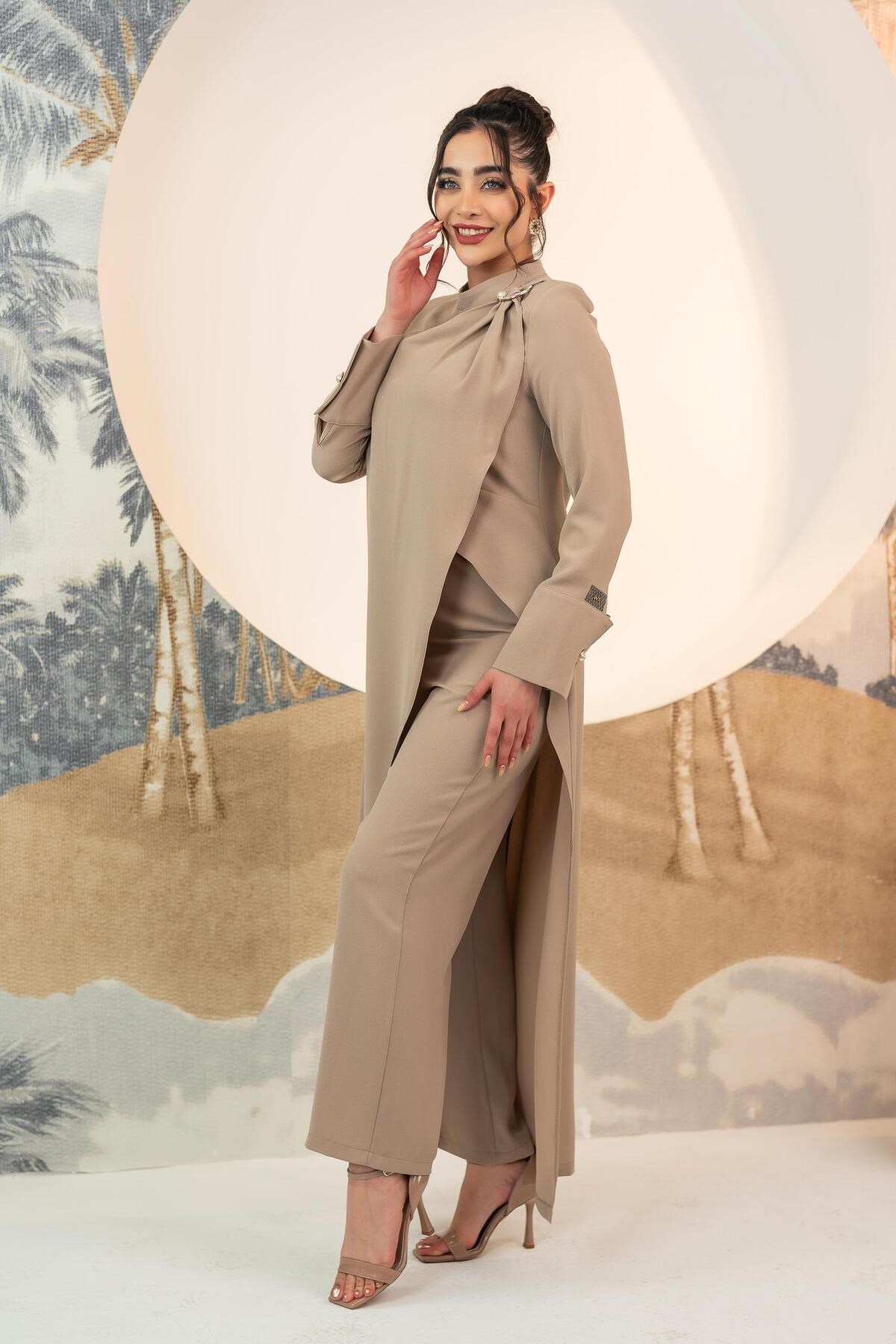 Tunik Pantolon İkili Takım Bej