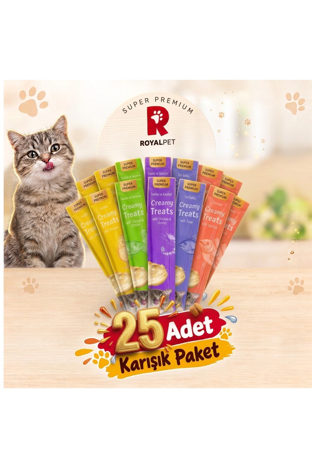  Royal Pet Krema Kedi Ödül Maması Karışık Paket 14 gr x 25 Adet
