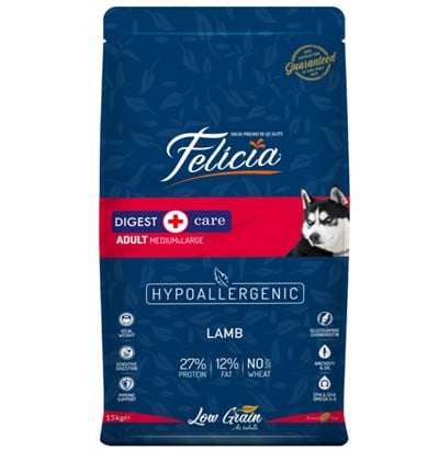 Felicia Düşük Tahıllı Kuzu Etli Orta ve Büyük Irk Yetişkin Köpek Maması 15 KG