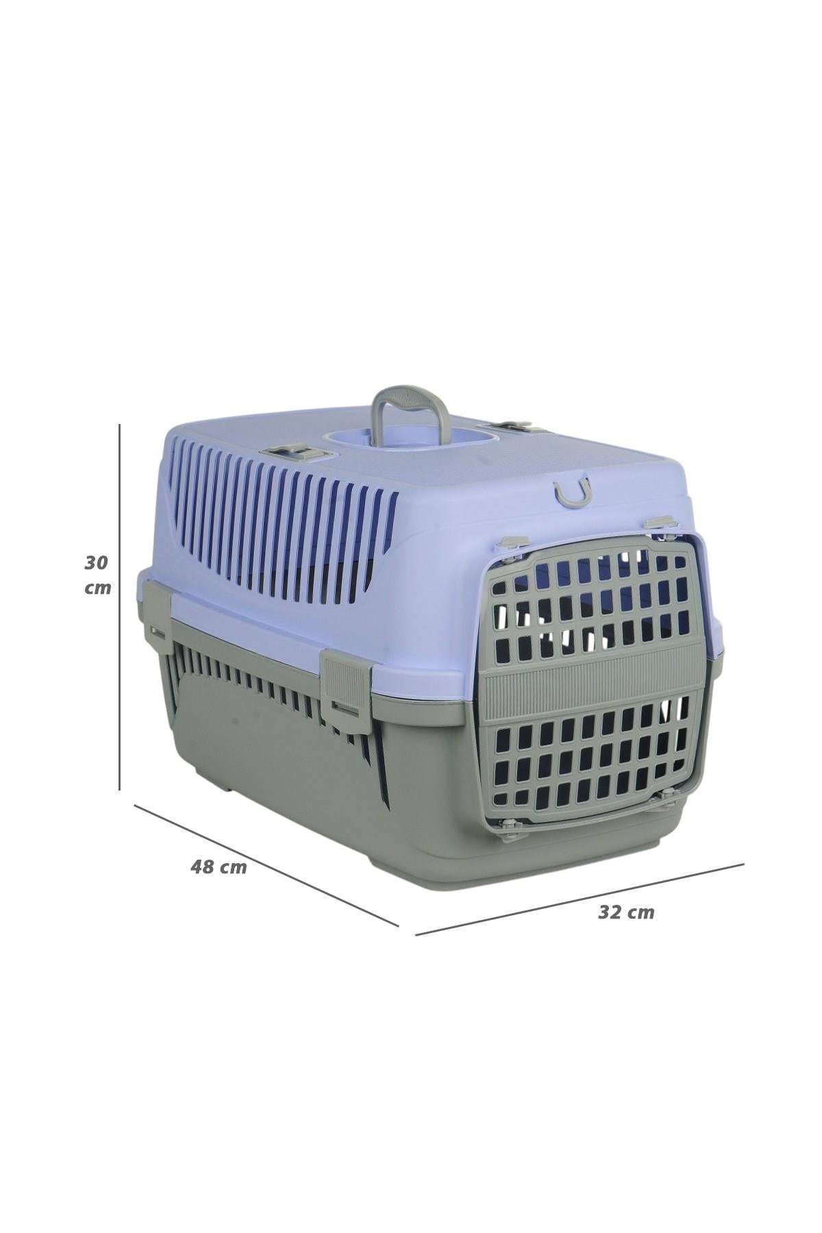 Pribor HZ-100 Kedi Köpek Evcil Hayvan Taşıma Çantası Box Orta Boy Çok Fonksiyonlu Lila Gri