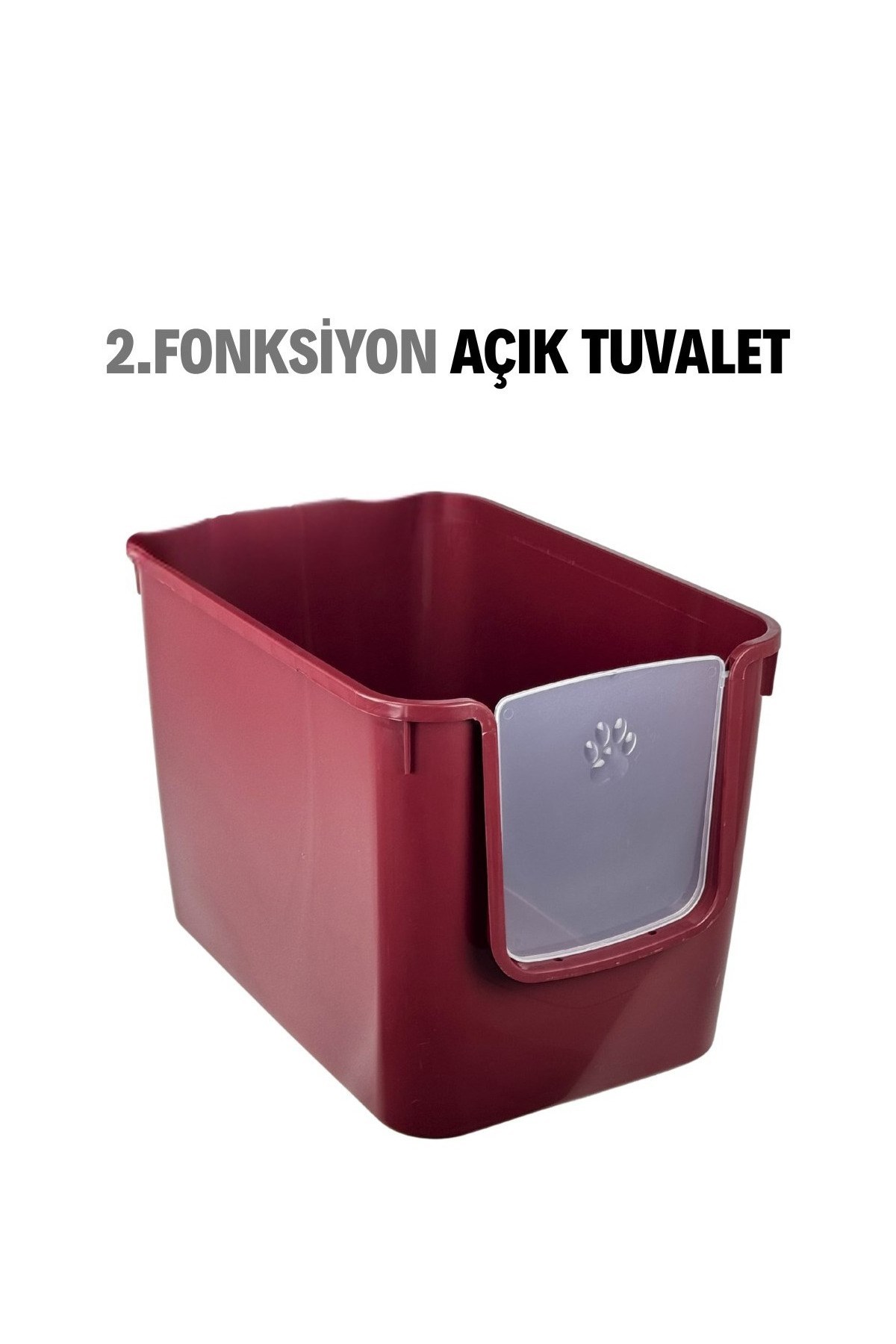 Pribor HZ-500 Xxl 3 Fonksiyonlu Açık / Kapalı Kedi Tuvaleti ve Taşıma Çantası Bordo 56 x 40 x 43 Cm
