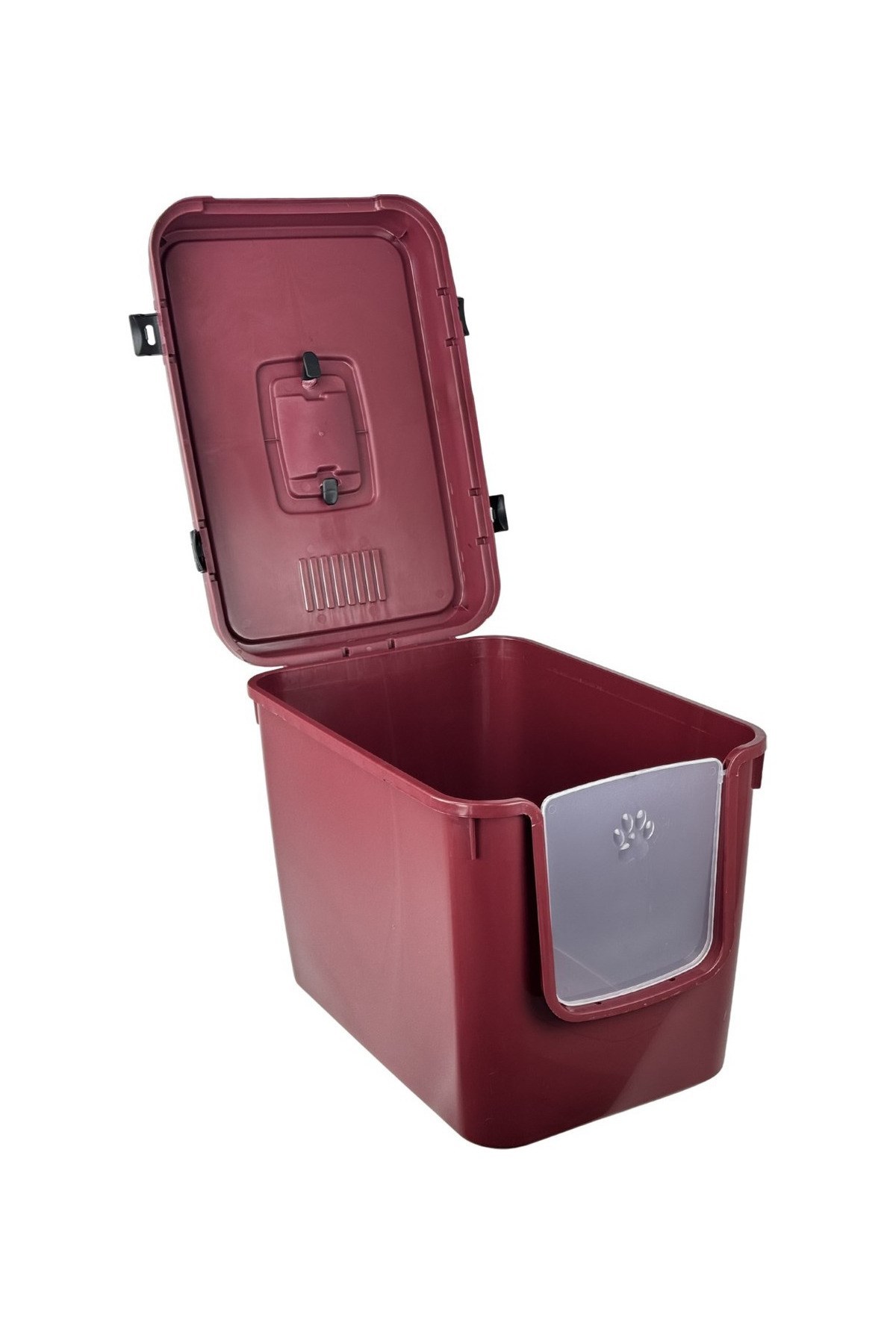 Pribor HZ-500 Xxl 3 Fonksiyonlu Açık / Kapalı Kedi Tuvaleti ve Taşıma Çantası Bordo 56 x 40 x 43 Cm