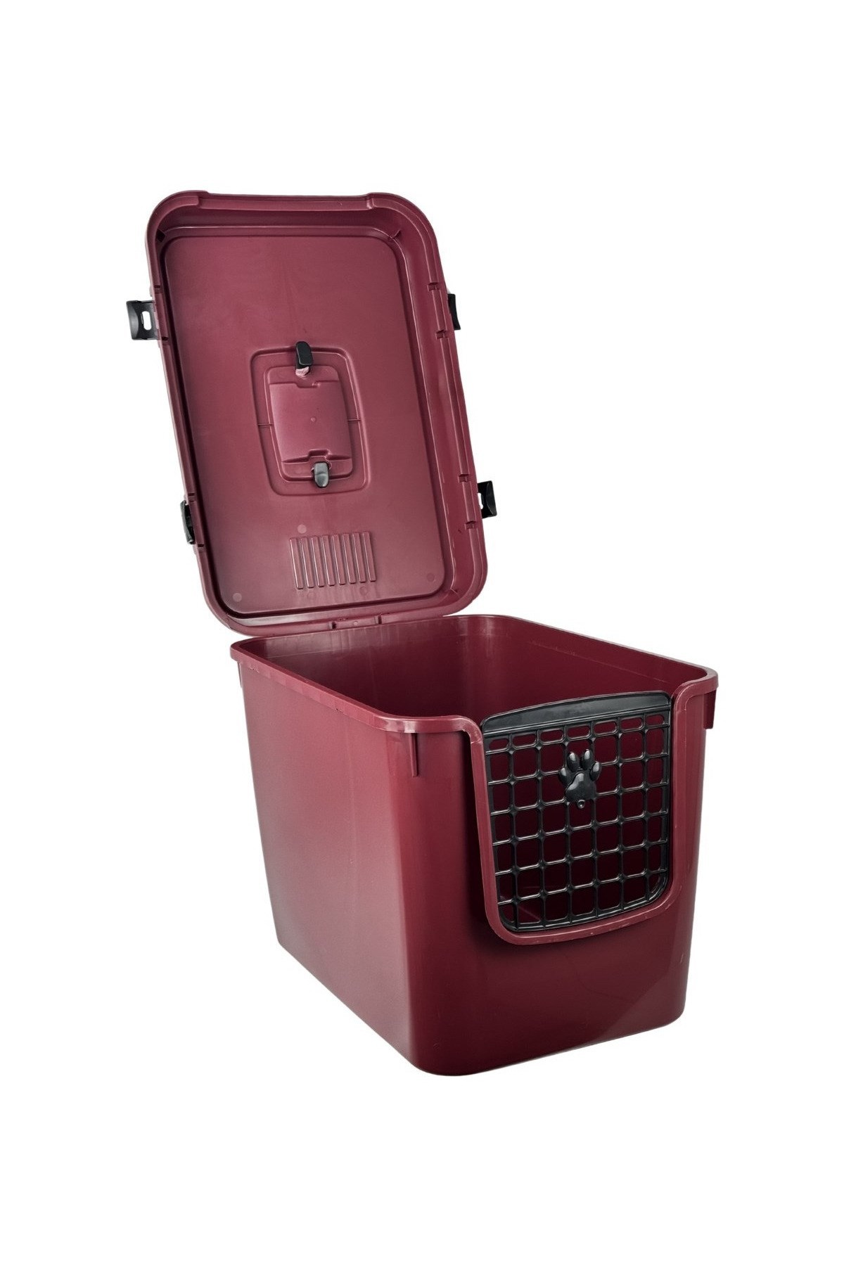 Pribor HZ-500 Xxl 3 Fonksiyonlu Açık / Kapalı Kedi Tuvaleti ve Taşıma Çantası Bordo 56 x 40 x 43 Cm
