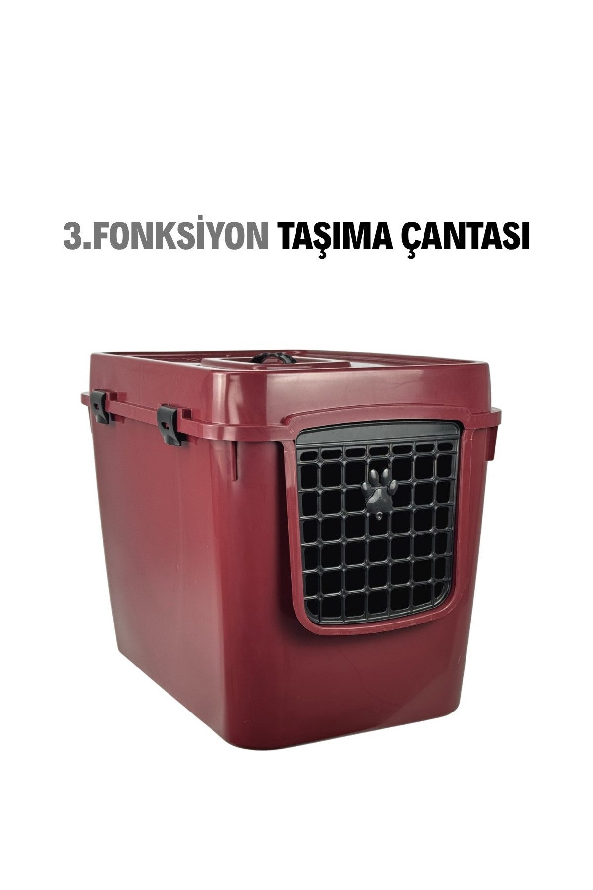 Pribor HZ-500 Xxl 3 Fonksiyonlu Açık / Kapalı Kedi Tuvaleti ve Taşıma Çantası Bordo 56 x 40 x 43 Cm