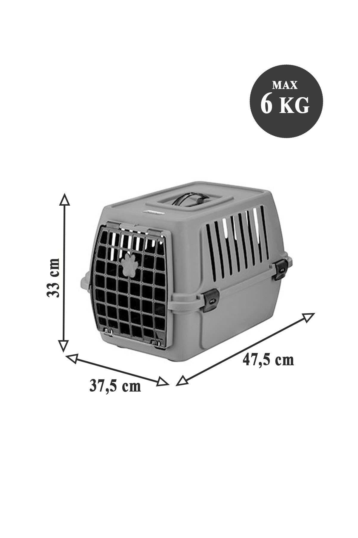 Pribor Kedi Köpek Evcil Hayvan Taşıma Çantası 47,5 x 33,5 x 33 cm Gri