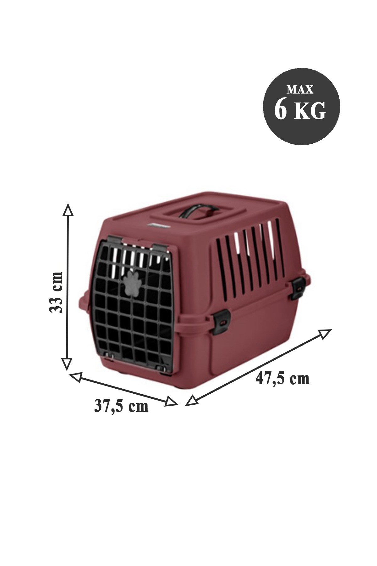 Pribor Kedi Köpek Evcil Hayvan Taşıma Çantası 47,5 x 33,5 x 33 cm Bordo