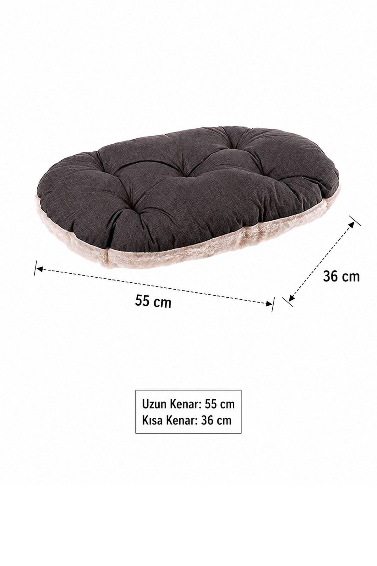 Pribor Kedi ve Mini Irk Köpek Peluş Yatağı - Gri-Beyaz (55 cm x 36 cm)
