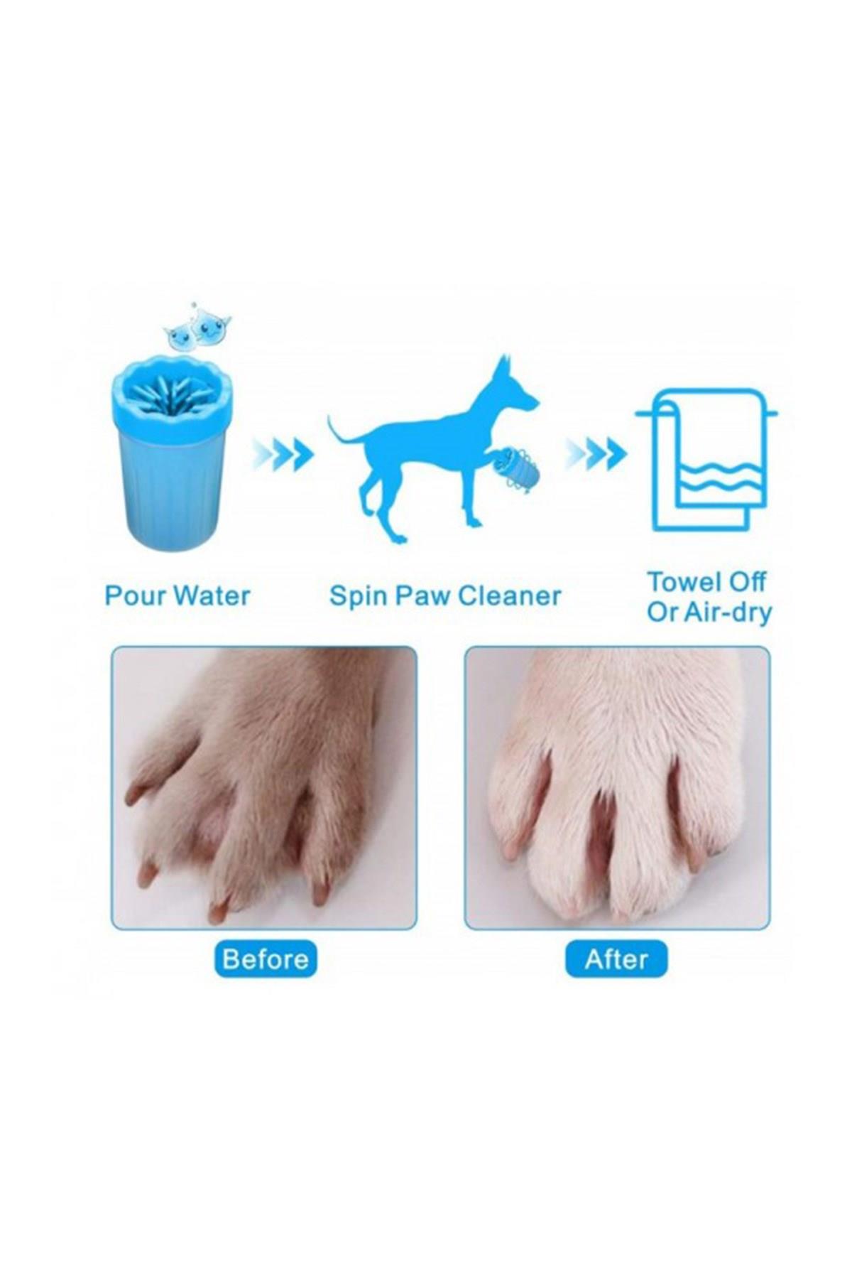 Pribor Küçük Irk Köpek & Kedi Pati Ayak Yıkama Kovası Silikon Jel Fırçalı Pati Temizleme Bardak 11x9