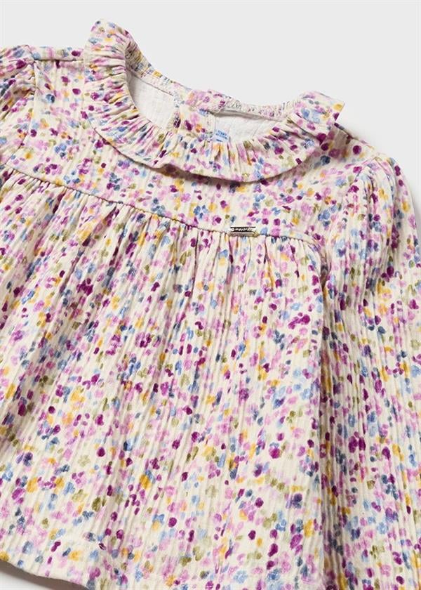 23K.MYR.02167.021Mayoral Kız Bebek Baskılı Fırfır Yakalı Bluz