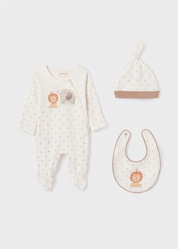 23K.MYR.09360.010Mayoral Bebek Şapkalı Önlüklü Tulum Set