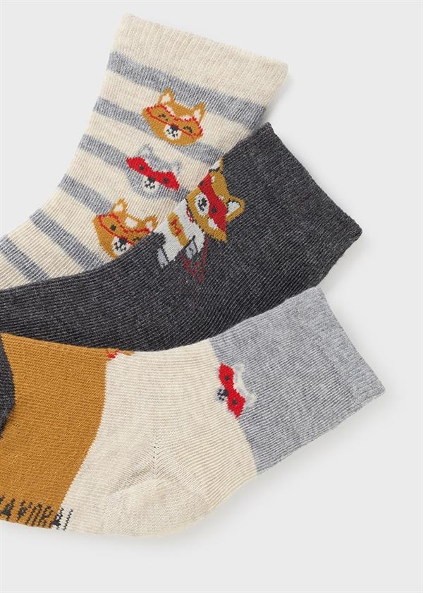 23K.MYR.10523.089Mayoral Erkek Bebek Rakun Desenli 3'Lü Çorap