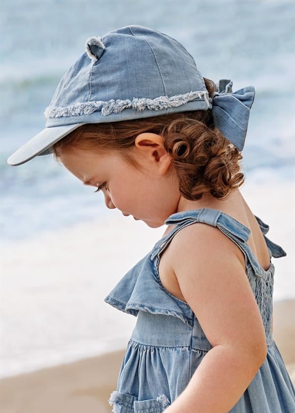 23Y.MYR.10417.058Mayoral Kız Bebek Kulaklı Denim Kep