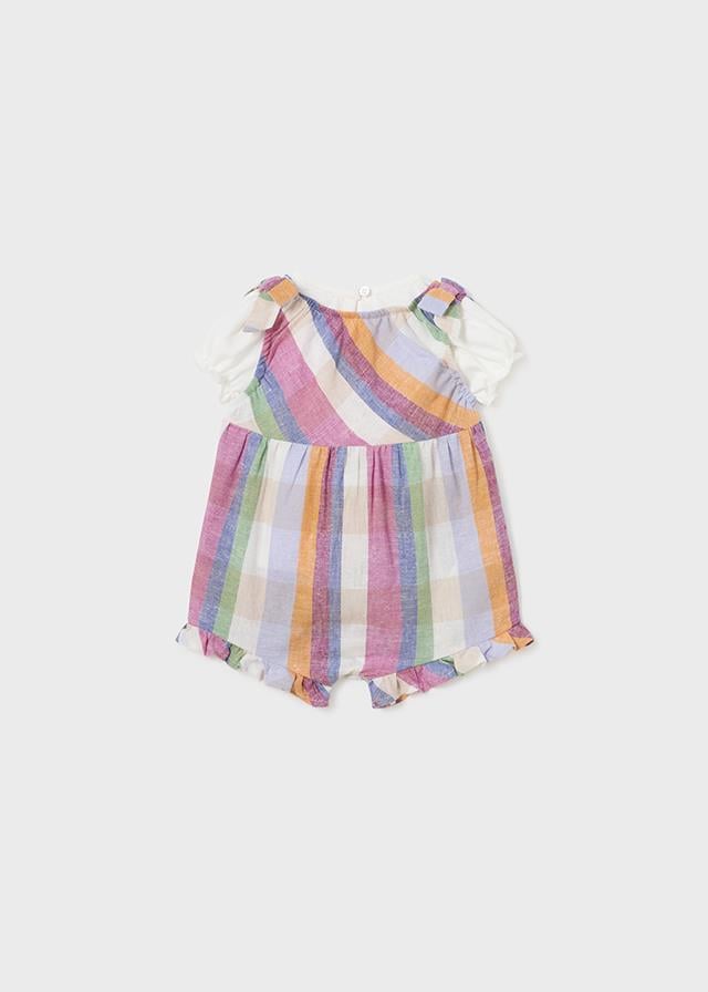 24Y.MYR.01697.033Mayoral Yenidoğan Kız Renk Bloklu Fırfırlı Tulum