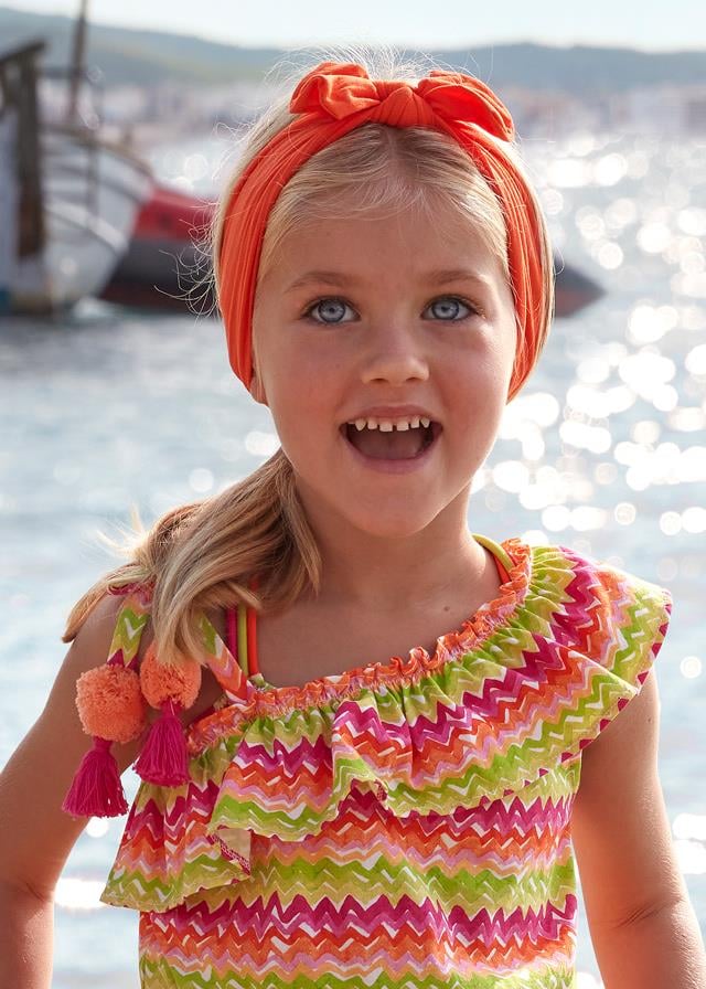 24Y.MYR.03864.020Mayoral Kız Çocuk Baskılı Tek Omuz Askılı Tulum