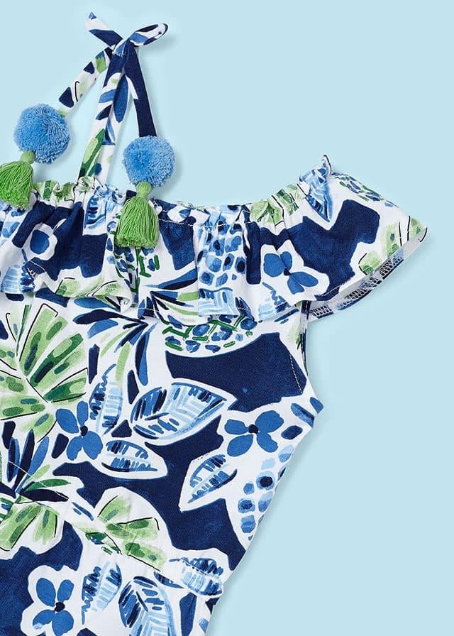 24Y.MYR.03864.021Mayoral Kız Çocuk Baskılı Tek Omuz Askılı Tulum