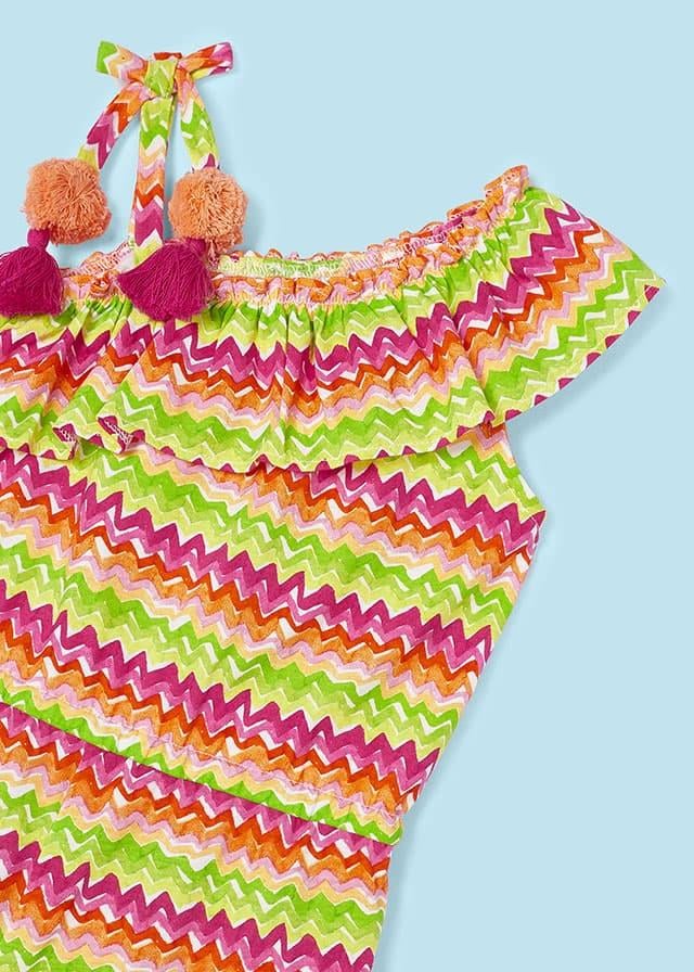 24Y.MYR.03864.020Mayoral Kız Çocuk Baskılı Tek Omuz Askılı Tulum