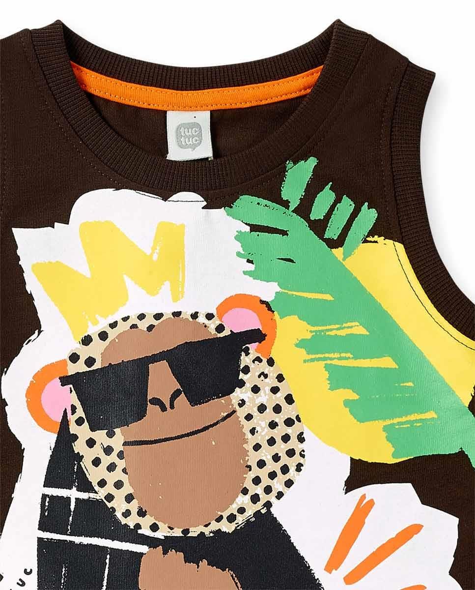 24Y.TUC.11369935Tuc Tuc Bebek Maymun Desenli Kolsuz Tshirt