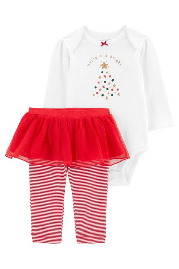 Carters Kız Bebek Yılbaşı Temalı 2'Li Body Pantolon Set
