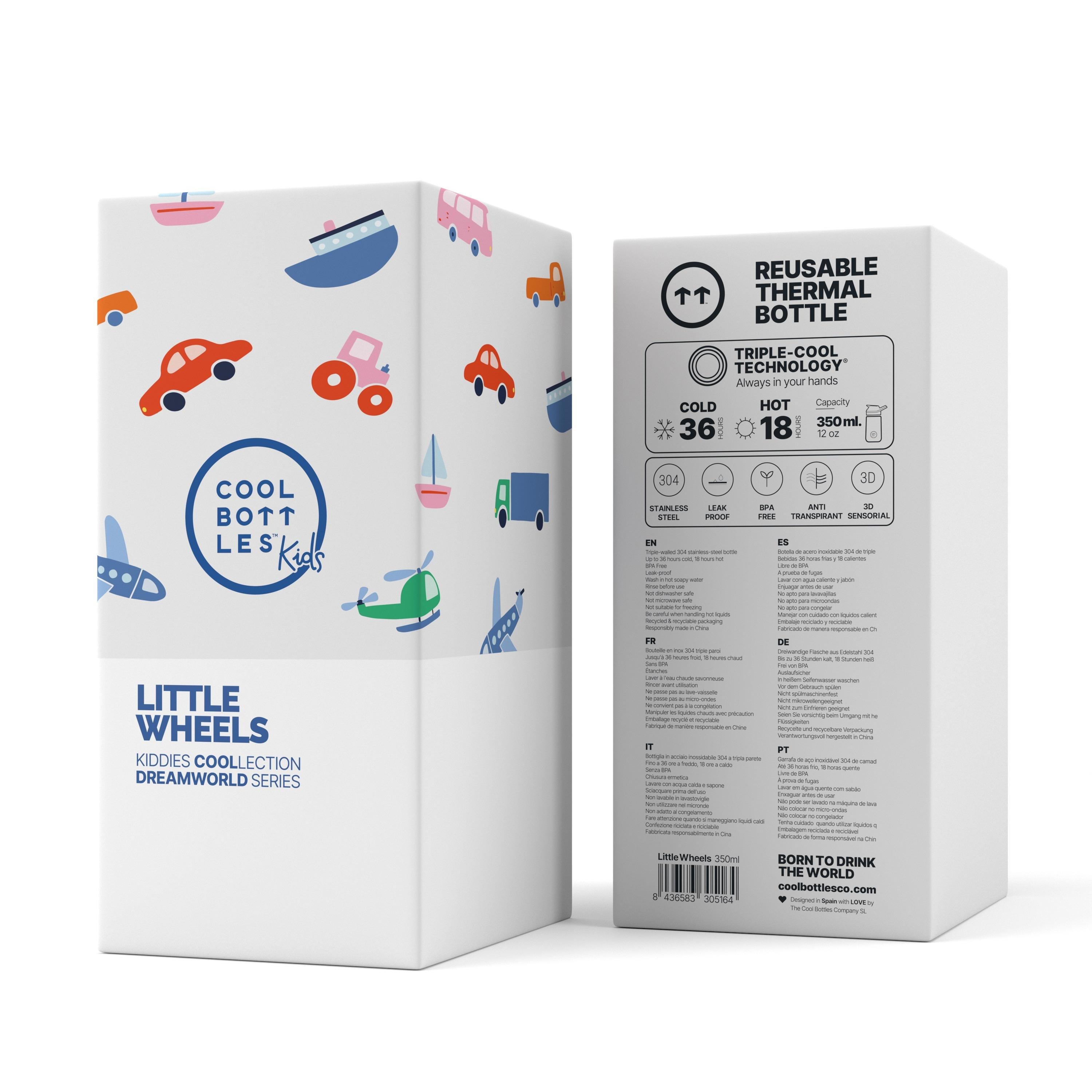 CBKD35LWCool Bottles The Kiddie Bottle - Little Wheels 350ml