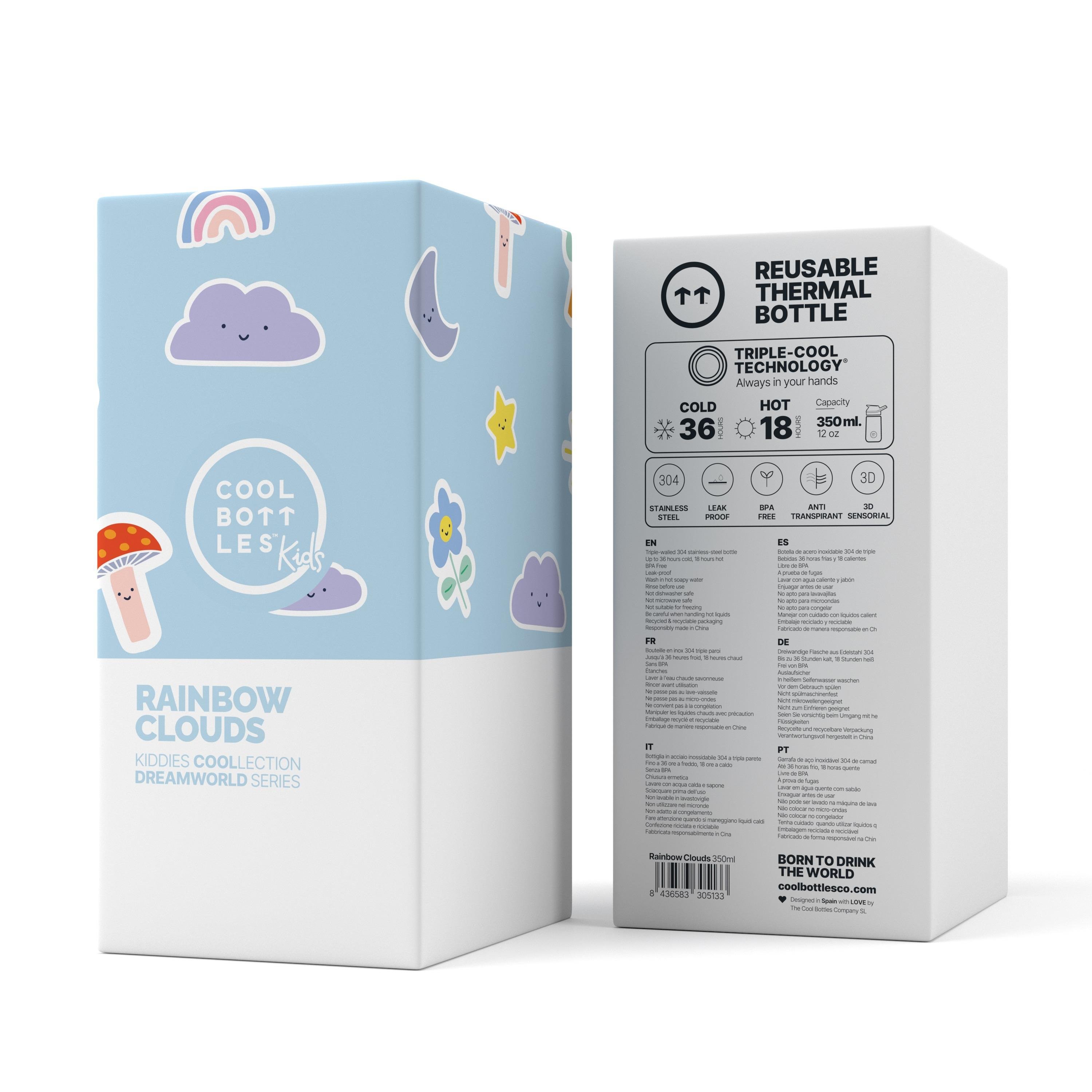 CBKD35RCCool Bottles The Kiddie Bottle - Rainbow Clouds 350ml