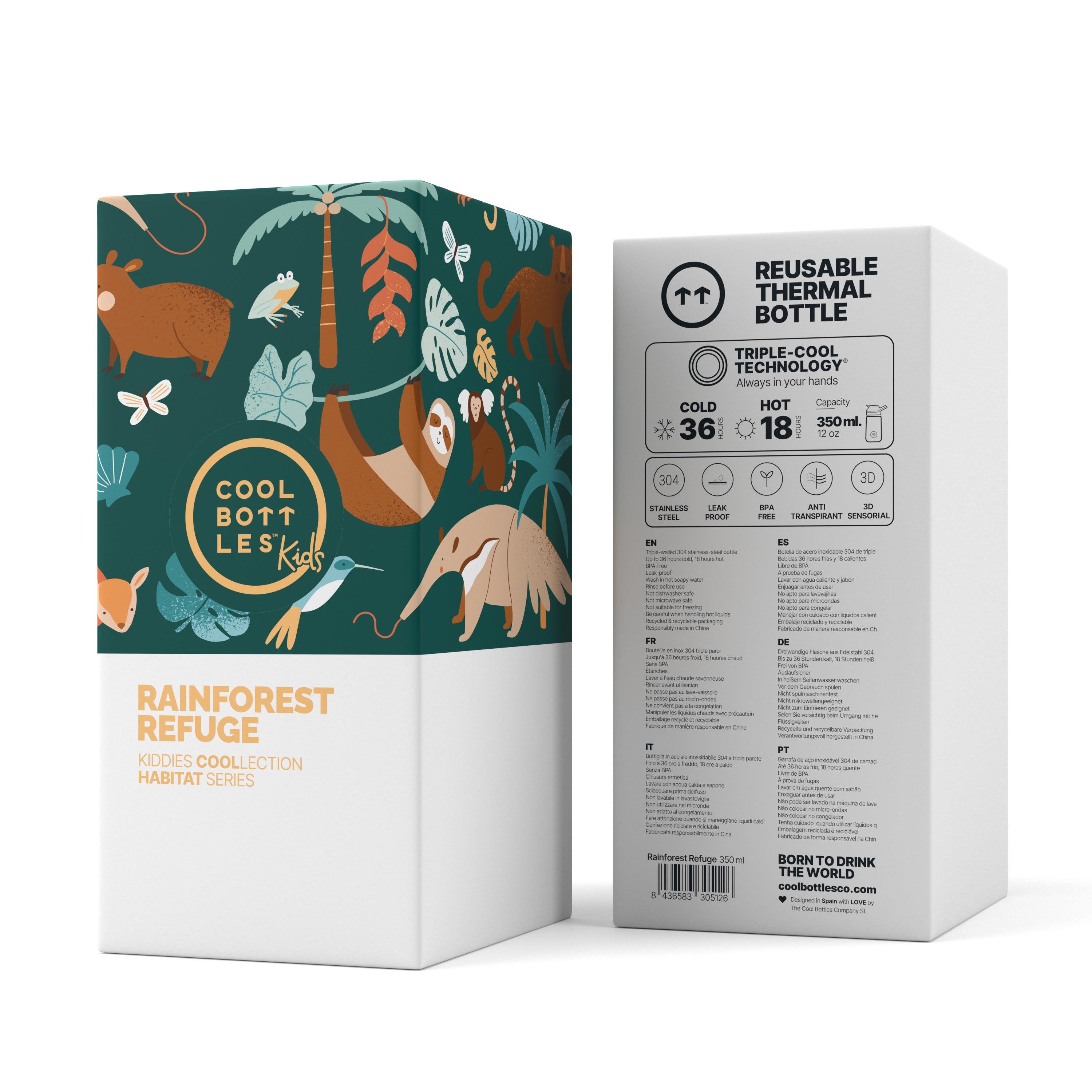 CBKD35RRCool Bottles The Kiddie Bottle - Rainforest Refuge 350ml