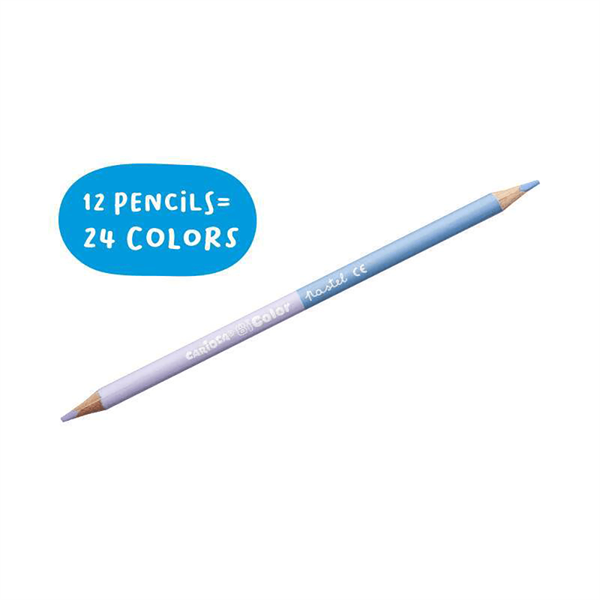 CRC.43309Carioca Çift Taraflı Kuru Boya Kalemi Pastel Renkler 12’Li