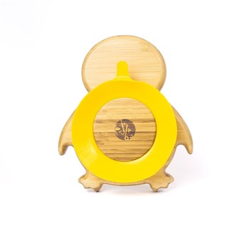 Jellyboon Bambu Penguen Sarı Vakumlu Tabak