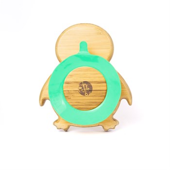 Jellyboon Bambu Penguen Yeşil Vakumlu Tabak