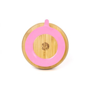 Jellyboon Bambu Yuvarlak Pembe Vakumlu Tabak