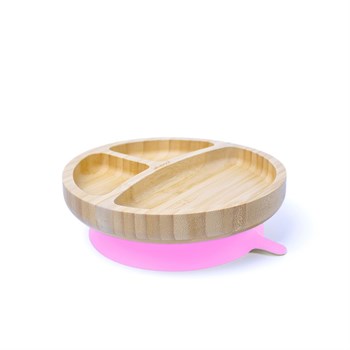 Jellyboon Bambu Yuvarlak Pembe Vakumlu Tabak