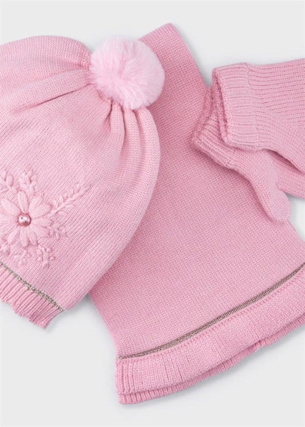 Mayoral Kız Bebek Çiçek İşlemeli 3'Lü Şapka Seti