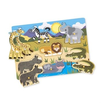 Melissa&Doug Ahşap Tutmalı Yapboz - Safari (Yeni)