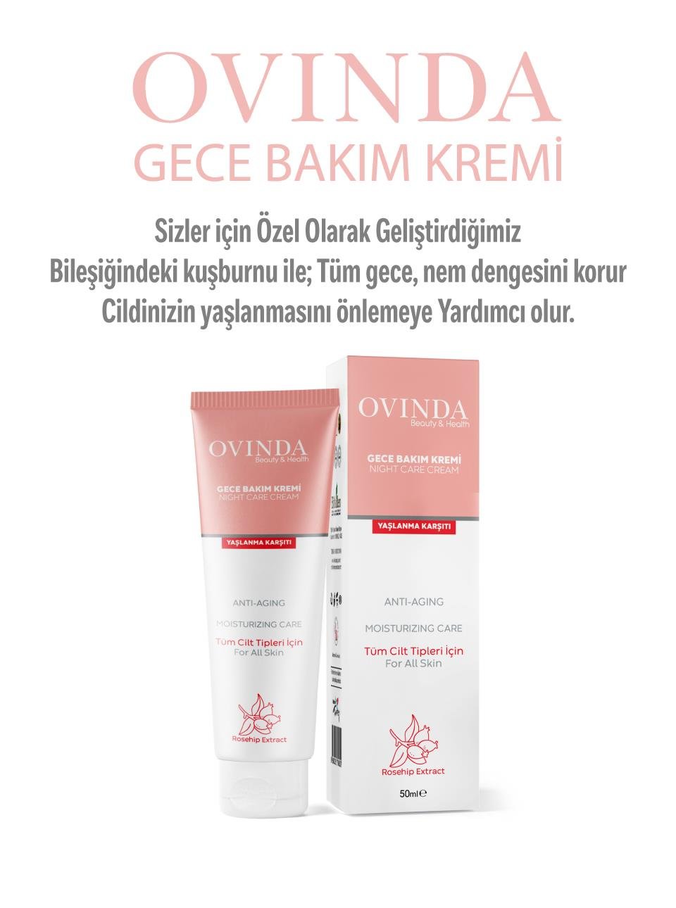 Ovinda Gece Bakım Kremi -  Leke, Yaşlanma & Kırışıklık Karşıtı 50 ml