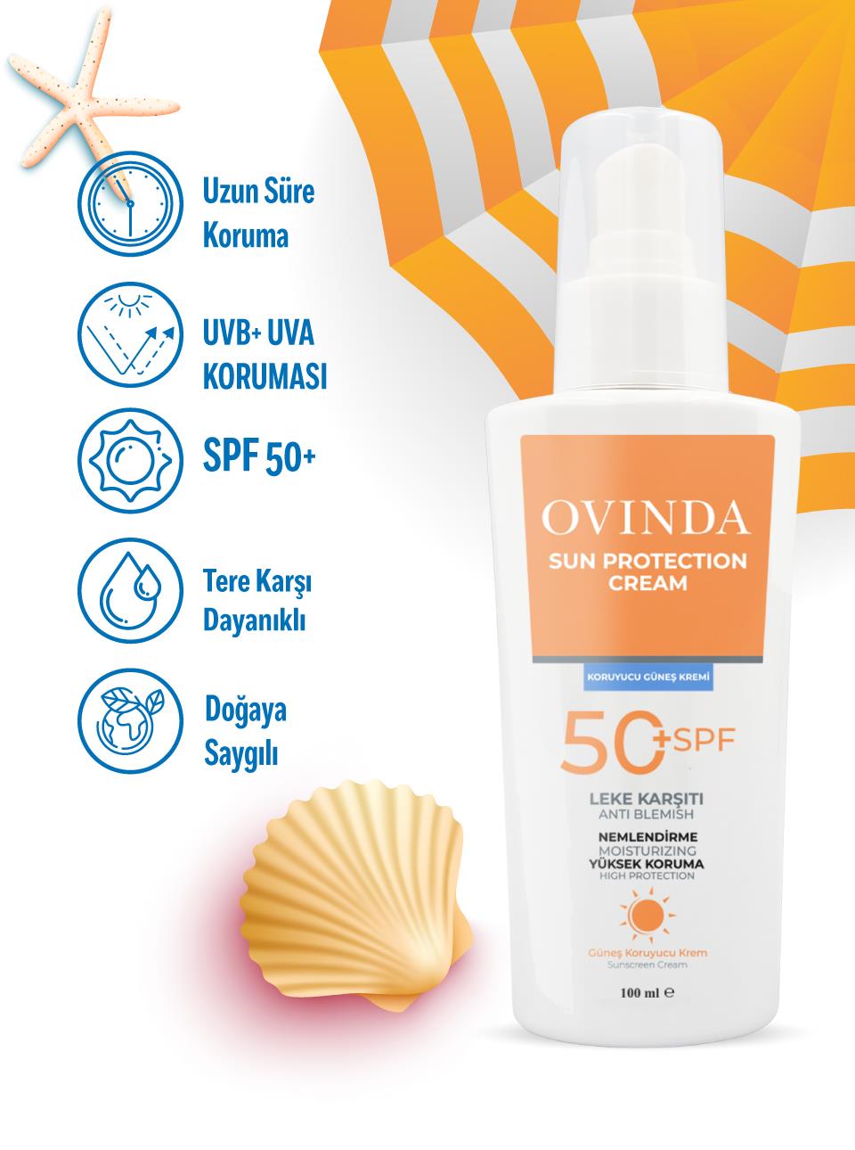 Ovinda Leke Ve Yaşlanma Karşıtı Yüksek Koruyucu Spf 50 Güneş Kremi 100 ml