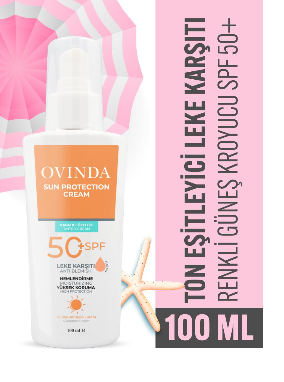Ovinda Yüksek Korumalı Leke Karşıtı Ve Cilt Tonu Eşitleyici Renkli Tinted Güneş Kremi Spf 50 100 ml