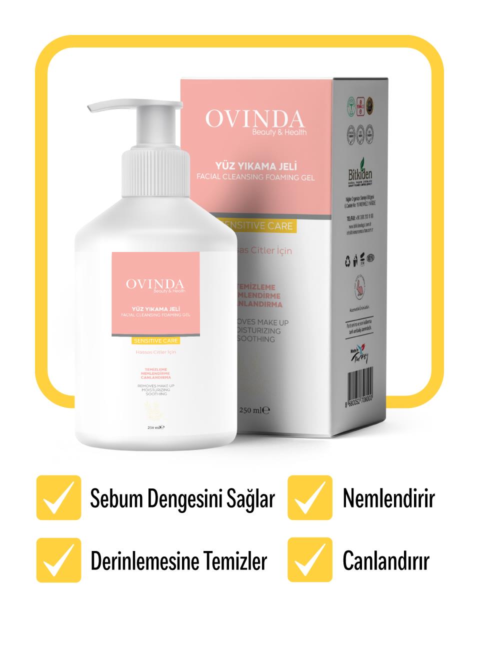 Ovinda Yüz Yıkama Jeli – (Hassas Ciltler İçin) 250 mL
