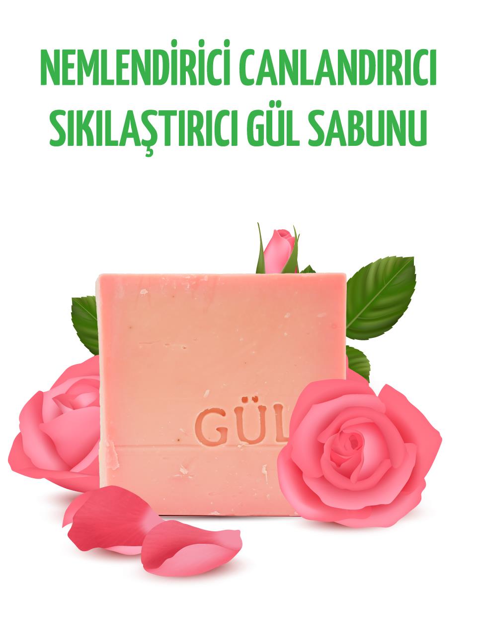 Özel Üretim %100 Doğal, Yüz Cilt Beyazlatıcı Doğal Nemlendirici Gül Sabunu 140 Gr