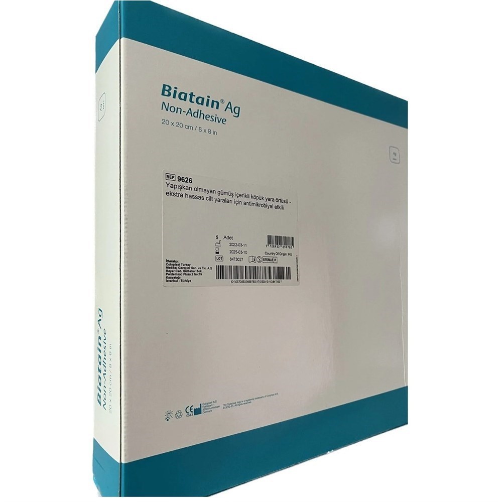 Coloplast Biatain Ag (gümüş) Yapışkansız Köpük Yara Örtüsü 20x20cm 1 Adet