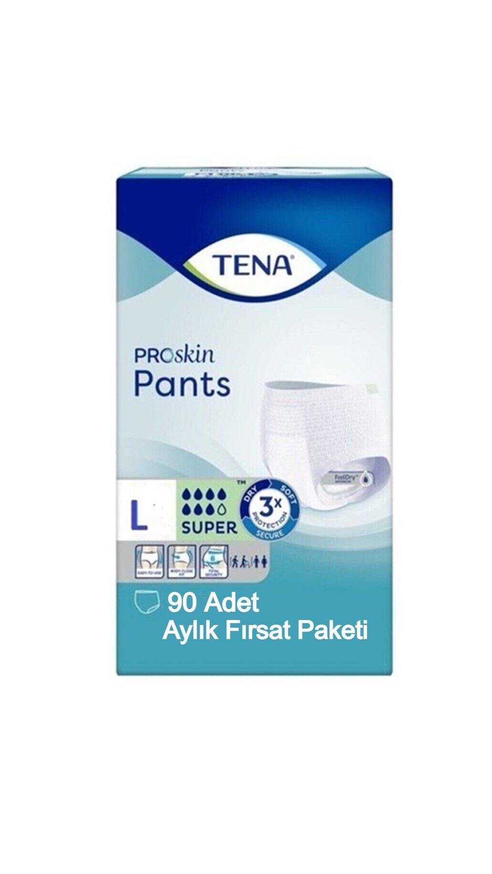 Tena Pants Süper (7 Damla) L Beden Kilotlu Hasta Bezi 90 Adet