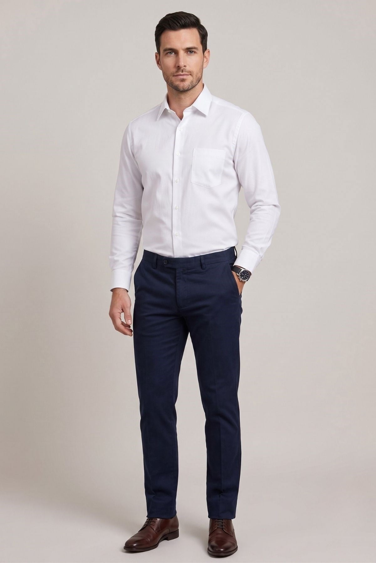 2230 NON IRON %100 PAMUK U.KOL GÖMLEK 26Y TMŞ Beyaz
