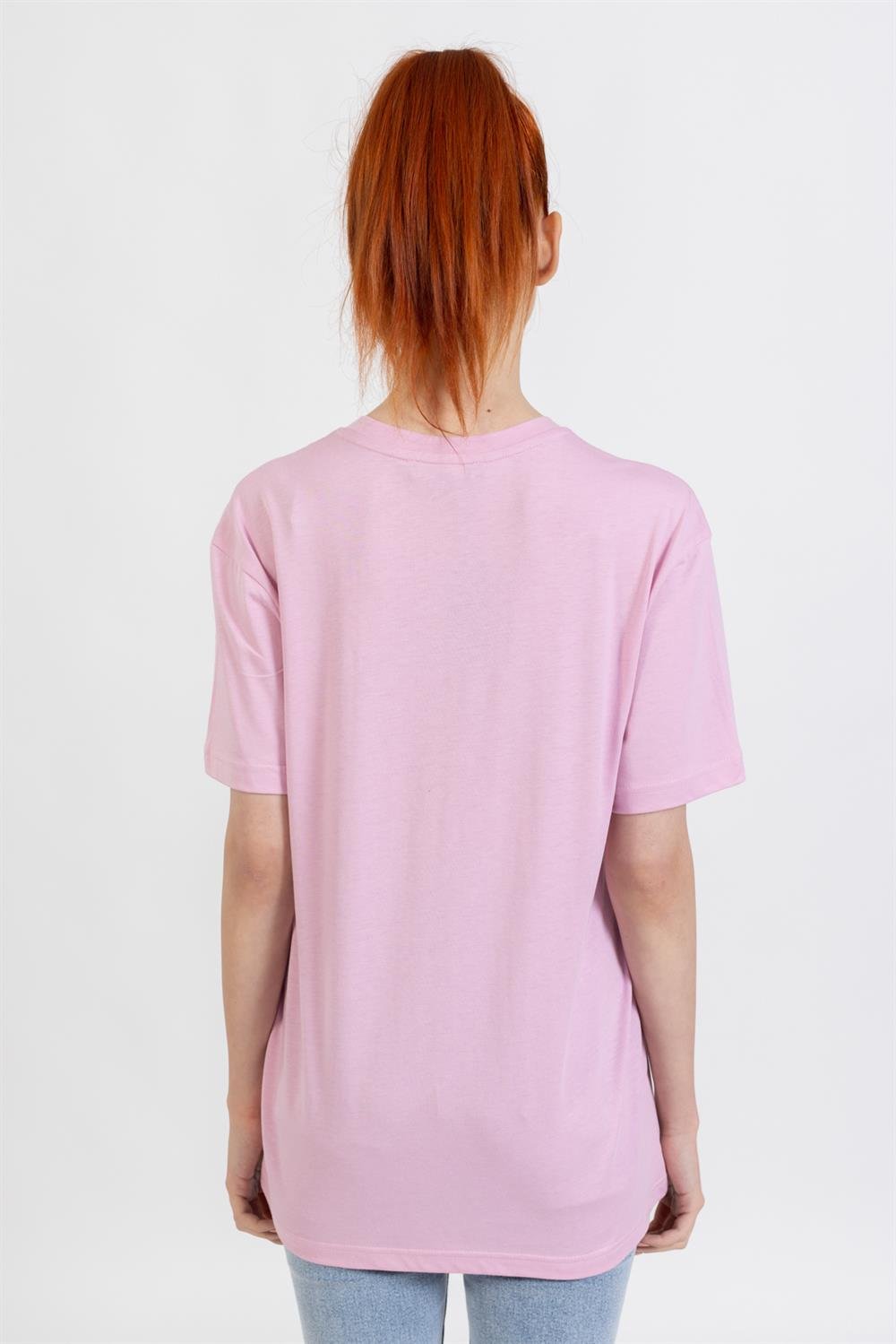 La Bayan O yaka Düz Basıc K.Kol Tshırt Koyu Pembe